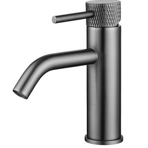 Ribbd wastafelkraan met coldstart gunmetal PVD