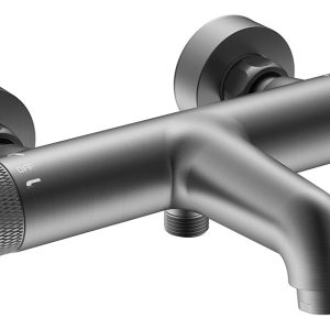 Ribbd thermostatische badmengkraan hartafstand 15 cm gunmetal PVD