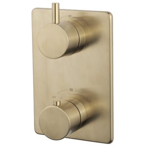 Caral afbouwdeel inbouwthermostaat 2 weg geborsteld messing PVD