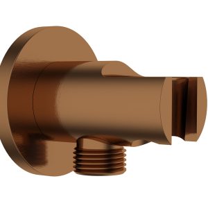 UniMatch wandaansluitbocht met handdouchehouder rond 1/2" geborsteld brons koper PVD
