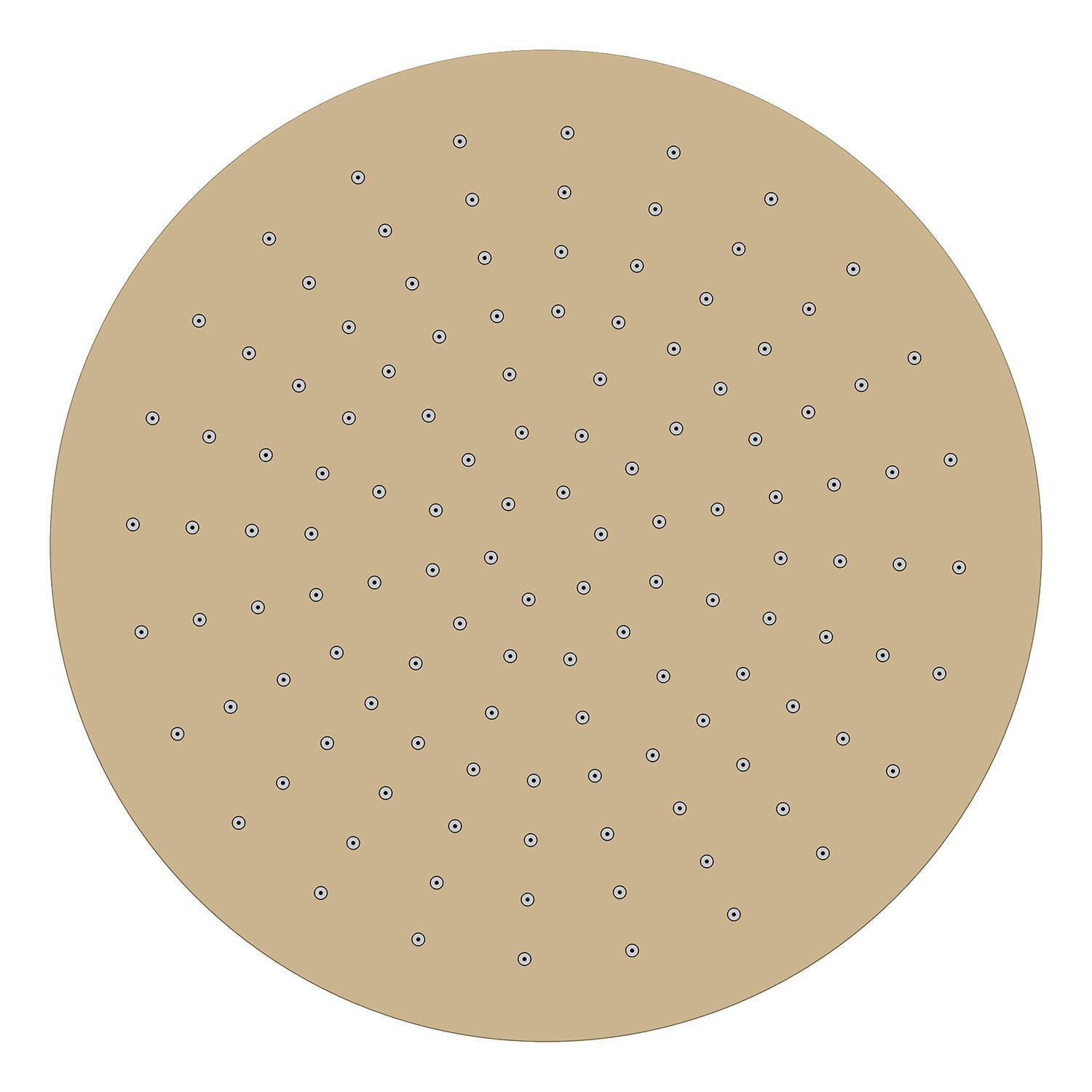 UniMatch hoofddouche rond 30 x 0,8 cm geborsteld messing PVD