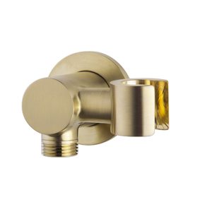 UniMatch wandaansluitbocht met kantelbare handdouchehouder rond 1/2" geborsteld messing PVD
