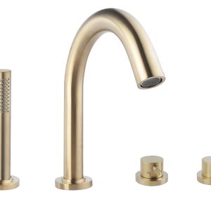 Caral afbouwdeel badrandthermostaat 4-gats geborsteld messing PVD