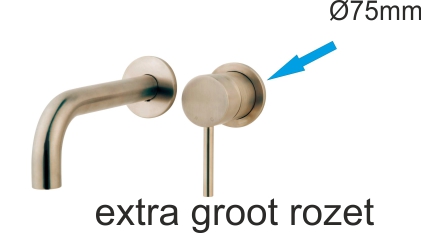 Caral rozet kraangedeelte eenhendel wastafelkraan 75mm geborsteld staal PVD