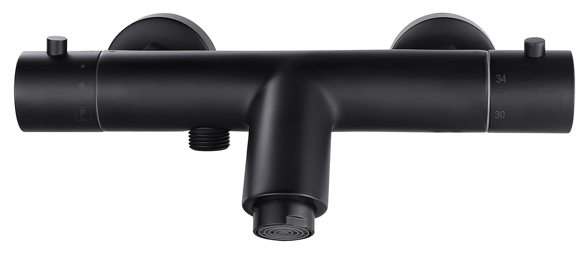 Rio thermostatische badmengkraan 15 cm mat zwart