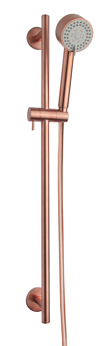 UniMatch Cadans glijstangset compleet met handdouche 3 standen à 8 cm geborsteld koper