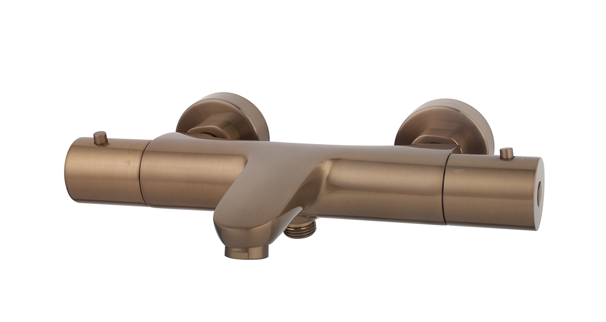 Caral thermostatische badmengkraan geborsteld brons koper PVD