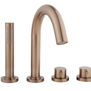 Caral afbouwdeel badrandthermostaat 4-gats geborsteld brons koper PVD