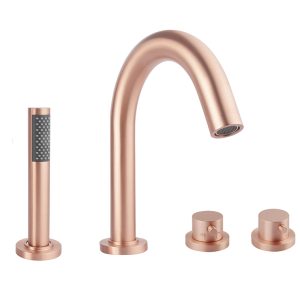 Caral afbouwdeel badrandthermostaat 4-gats geborsteld koper