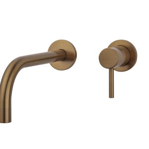 Caral Slim afbouwdeel eenhendel wastafelkraan met coldstart geborsteld brons koper PVD