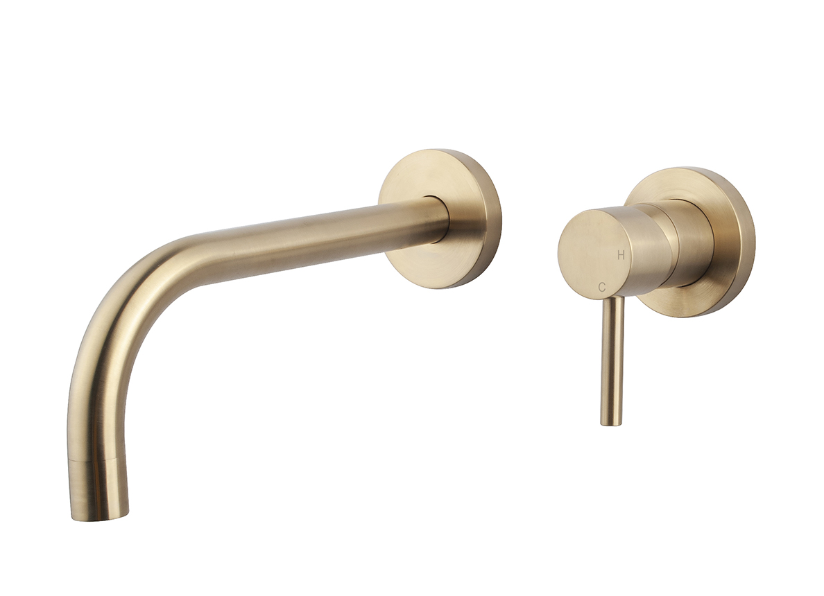 Caral Slim afbouwdeel eenhendel wastafelkraan met coldstart geborsteld messing PVD