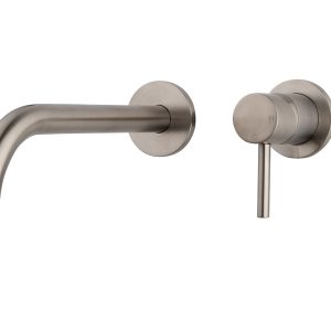 Caral Slim afbouwdeel eenhendel wastafelkraan met coldstart geborsteld staal PVD