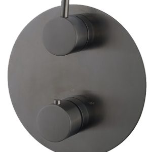 Caral afbouwdeel rond inbouwthermostaat 2 weg gunmetal PVD