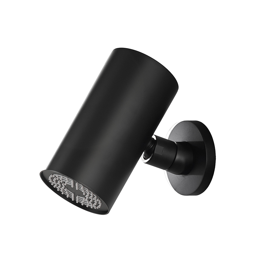 UniMatch Beam hoofddouche rond 1 stand met muurbevestiging mat zwart