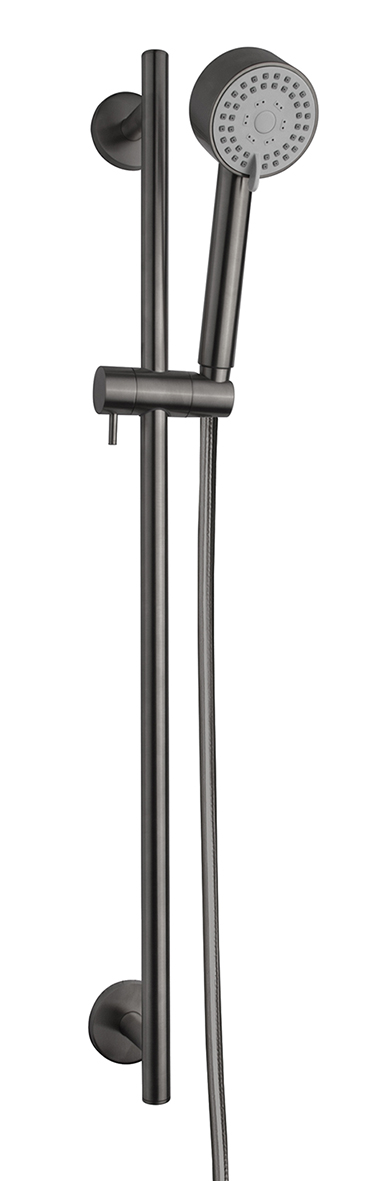 UniMatch Cadans glijstangset compleet met handdouche 3 standen à 8 cm gunmetal PVD