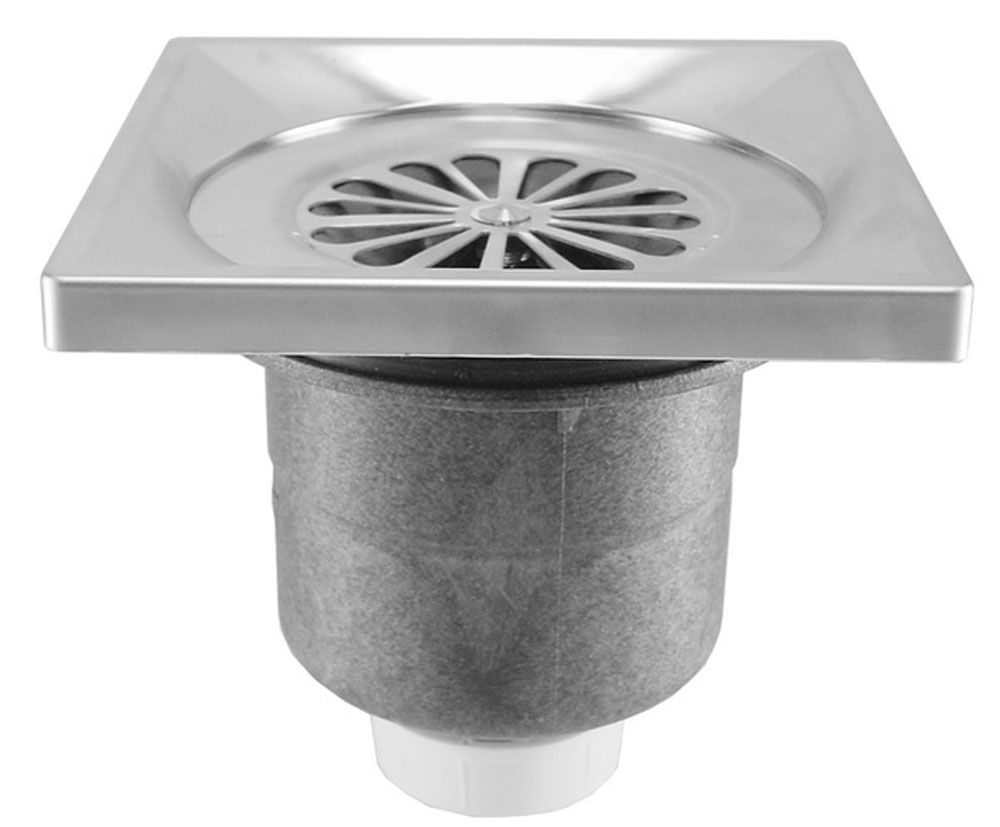 Riko Luxe doucheput met onderuitlaat 14 x 14 cm RVS