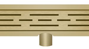 Douchegoot met flens en rooster 80 x 7 cm geborsteld messing PVD
