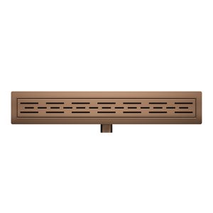 Douchegoot met flens en rooster 70 x 7 cm geborsteld brons koper PVD