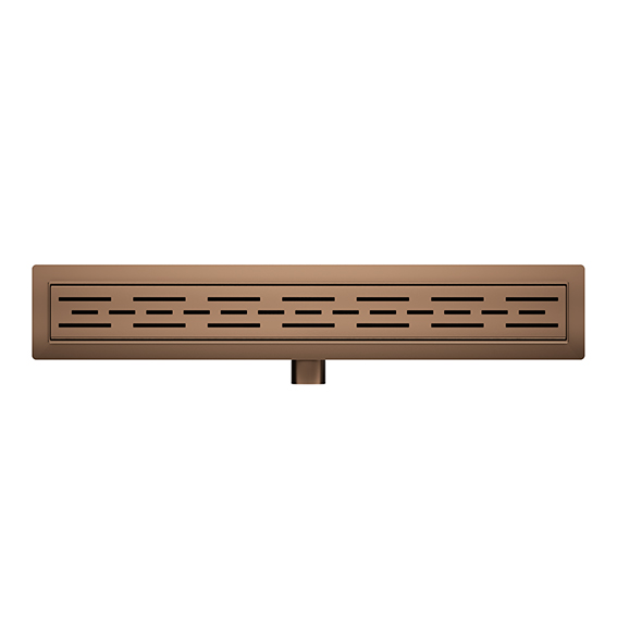 Douchegoot met flens en rooster 100 x 7 cm geborsteld brons koper PVD