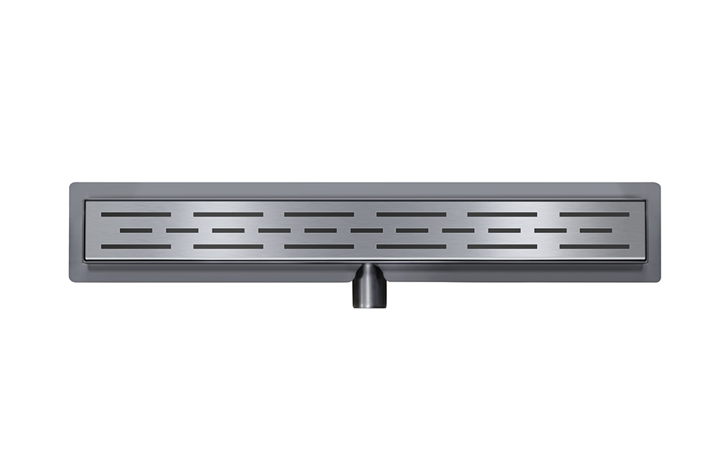 Douchegoot met flens en rooster 80 x 7 cm gunmetal PVD