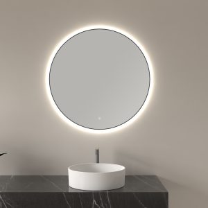 Novi spiegel rond met LED, dimbaar 60 cm mat zwart