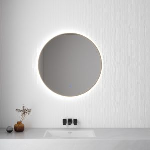 Novi spiegel rond met LED, dimbaar 60 cm geborsteld messing