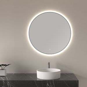 Novi spiegel rond met LED, dimbaar 80 cm mat zwart