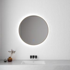 Novi spiegel rond met LED, dimbaar 80 cm geborsteld messing
