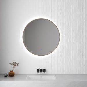 Novi spiegel rond met LED, dimbaar 100 cm geborsteld messing