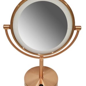 scheerspiegel staand led op batterijen geborsteld koper