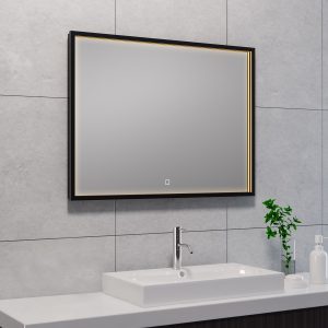 Avi spiegel rechthoek met LED, dimbaar en spiegelverwarming 80 x 60 cm mat zwart