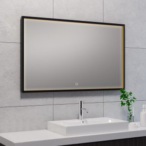 Avi spiegel rechthoek met LED, dimbaar en spiegelverwarming 100 x 60 cm mat zwart
