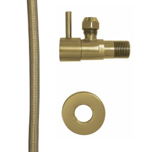 Minimal hoekstopkraan 1/2"x3/8" met flexibele aansluitslang 1/2"x3/8" 25 cm geborsteld messing