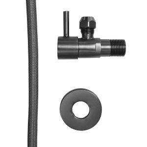 Minimal hoekstopkraan 1/2"x3/8" met flexibele aansluitslang 1/2"x3/8" 25 cm gunmetal