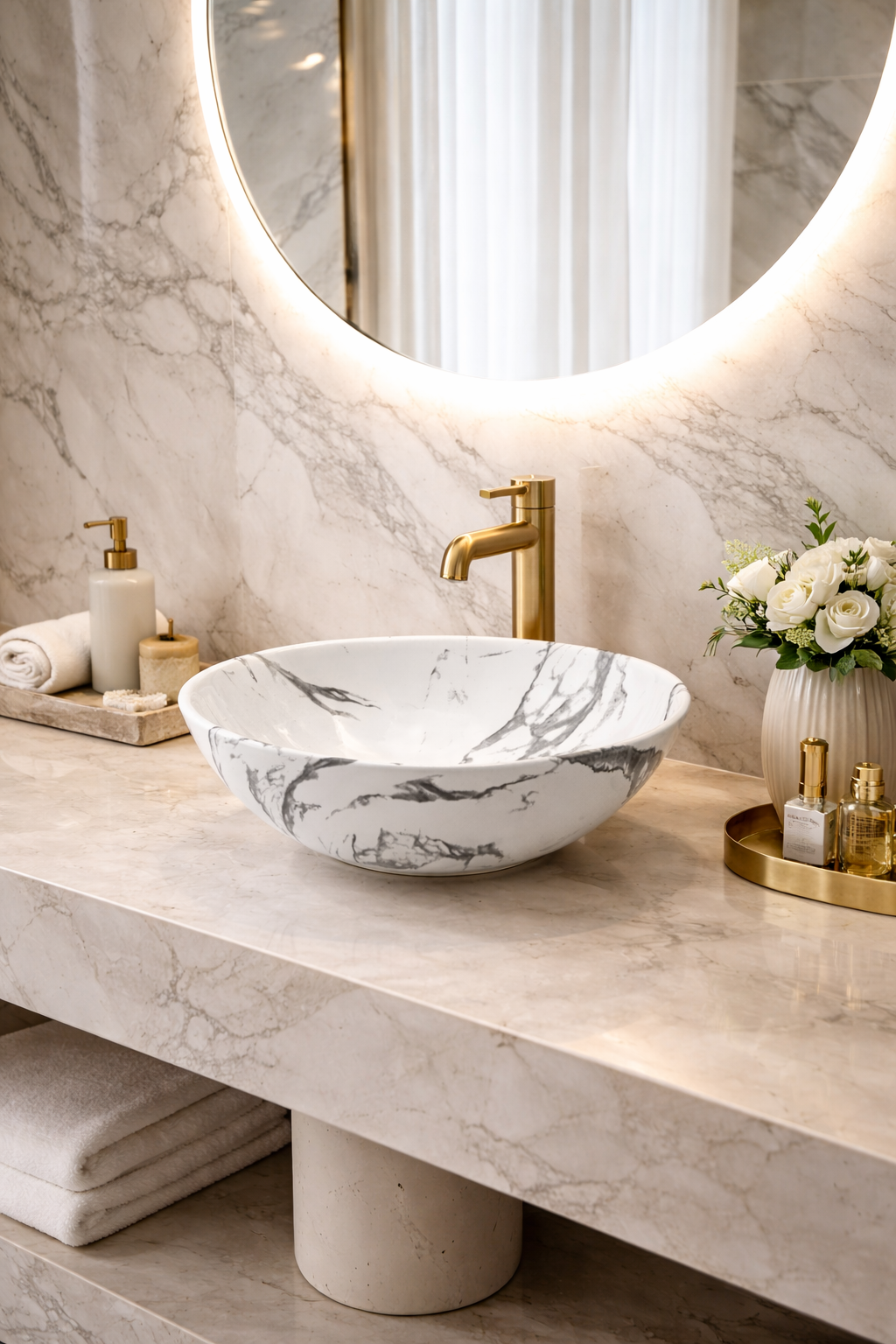 Vittorio marmerlook opbouw waskom | Wit 380X380X130 KAYVIT