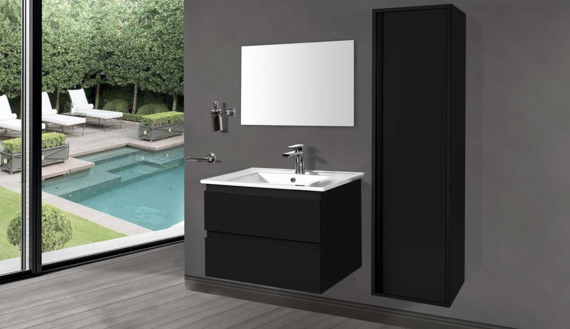 SALLY | Badkamermeubel | Mat Zwart 100 cm