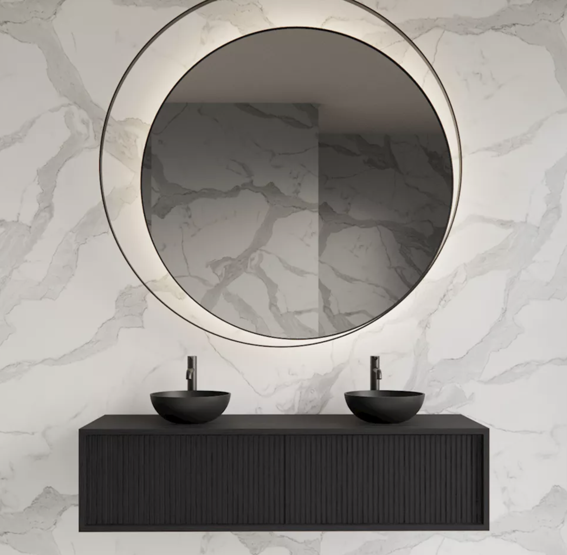 HERONIMUS | Badkamermeubel | Black Veneer 2 Laden 120 cm - Incl. Tp