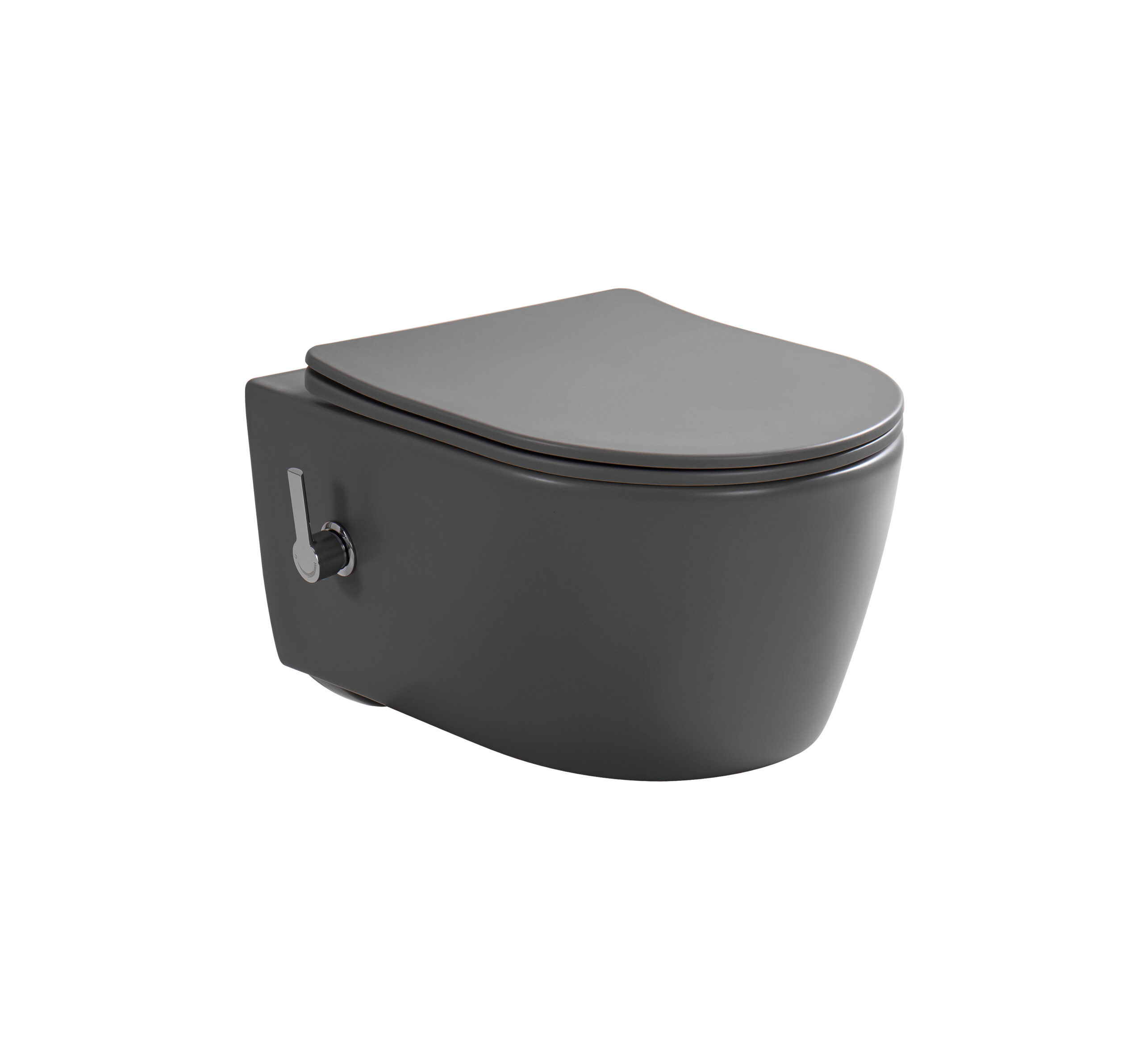 Kayvit Hangtoilet mat grijs rond met bidet | warm en koud water | Tornado/rimless