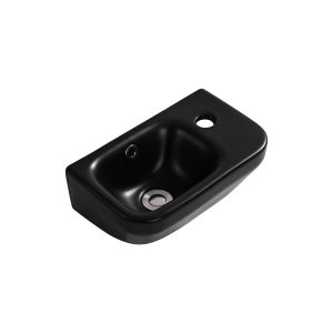 TOILETFONTEIN BOL | MAT ZWART | Kraangat rechts