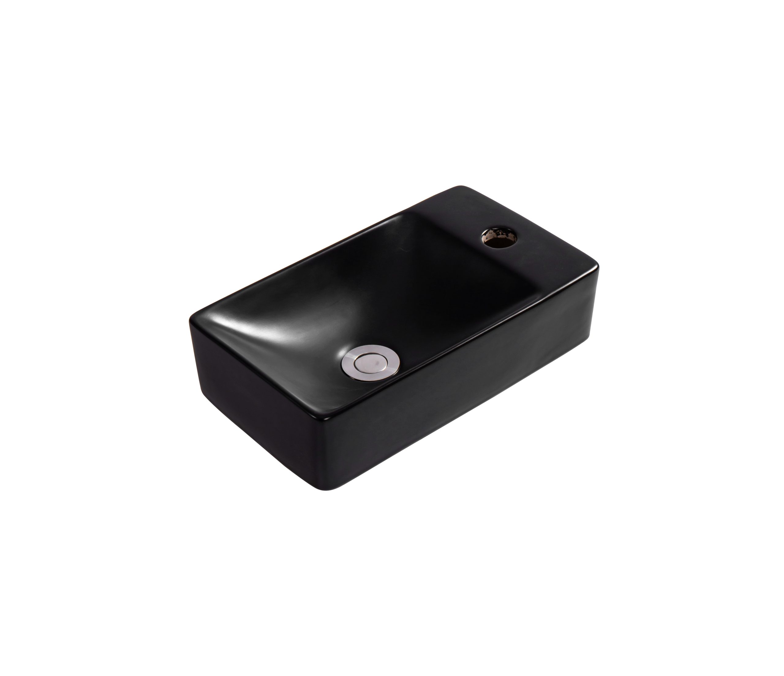 TOILETFONTEIN VIERKANT | MAT ZWART | Kraangat rechts - KAYVIT
