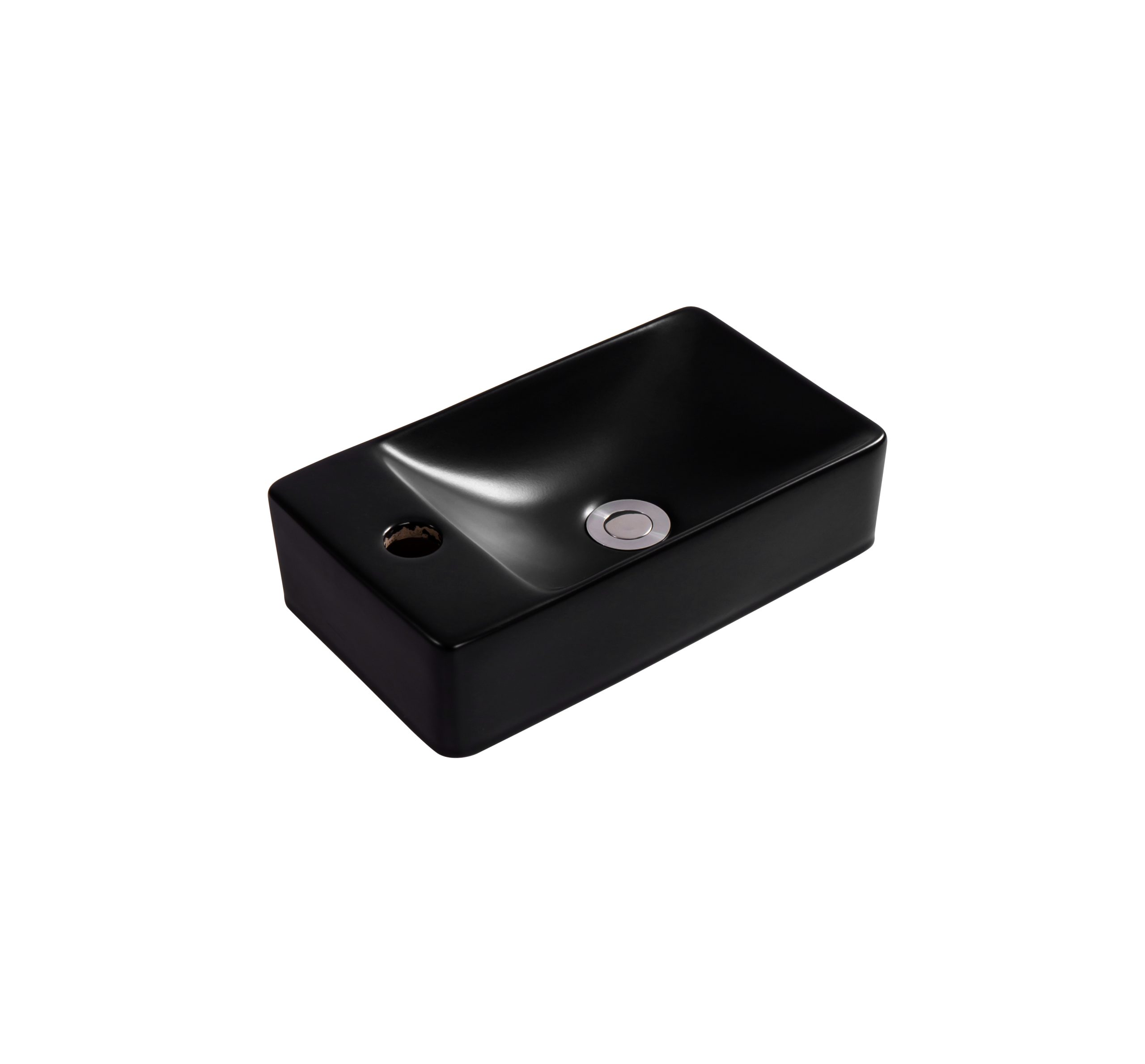 TOILETFONTEIN VIERKANT | MAT ZWART | Kraangat links - KAYVIT