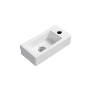 TOILETFONTEIN LANG VIERKANT | MAT WIT | Kraangat rechts