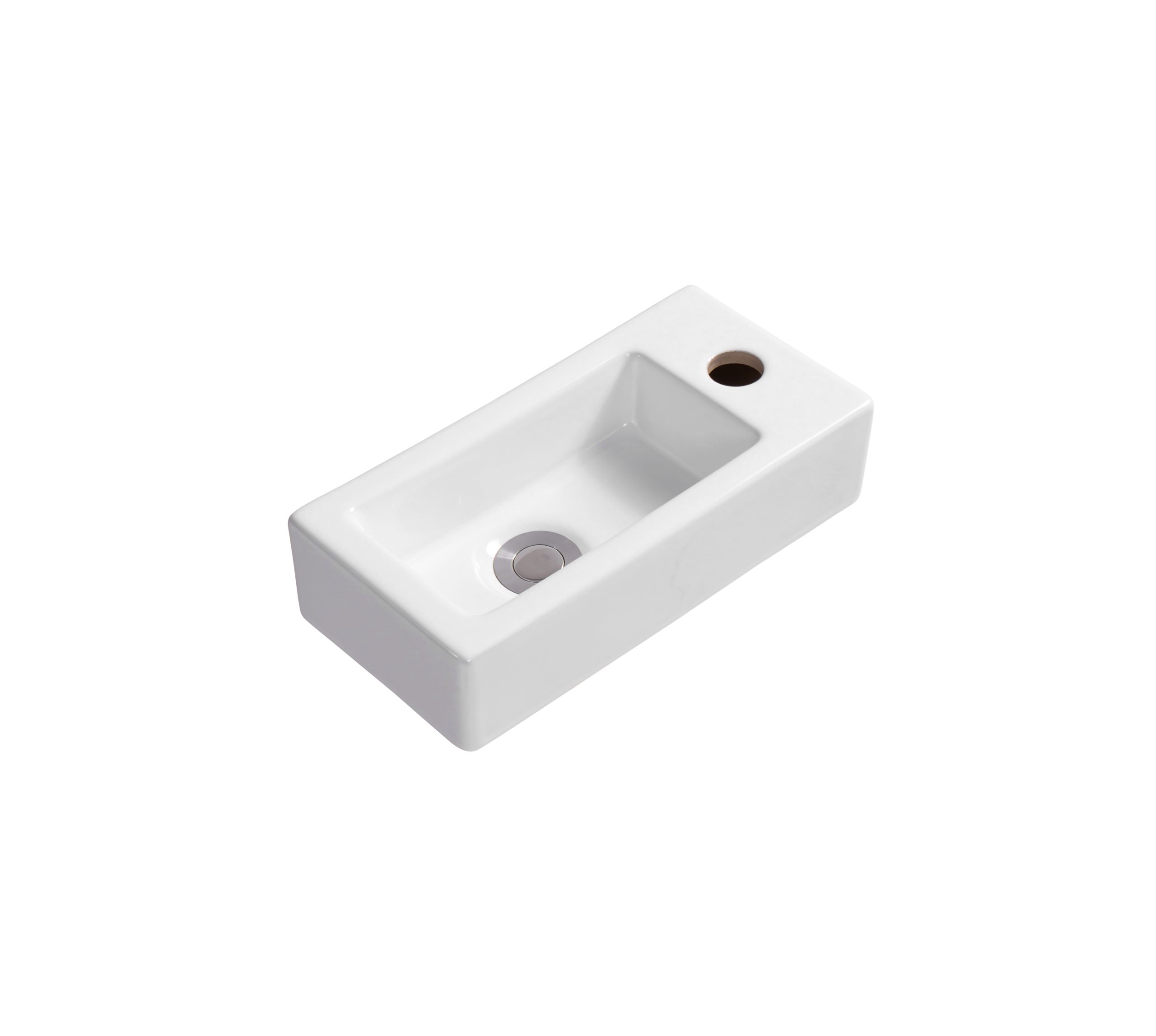 TOILETFONTEIN LANG VIERKANT | GLANS WIT | Kraangat rechts - KAYVIT