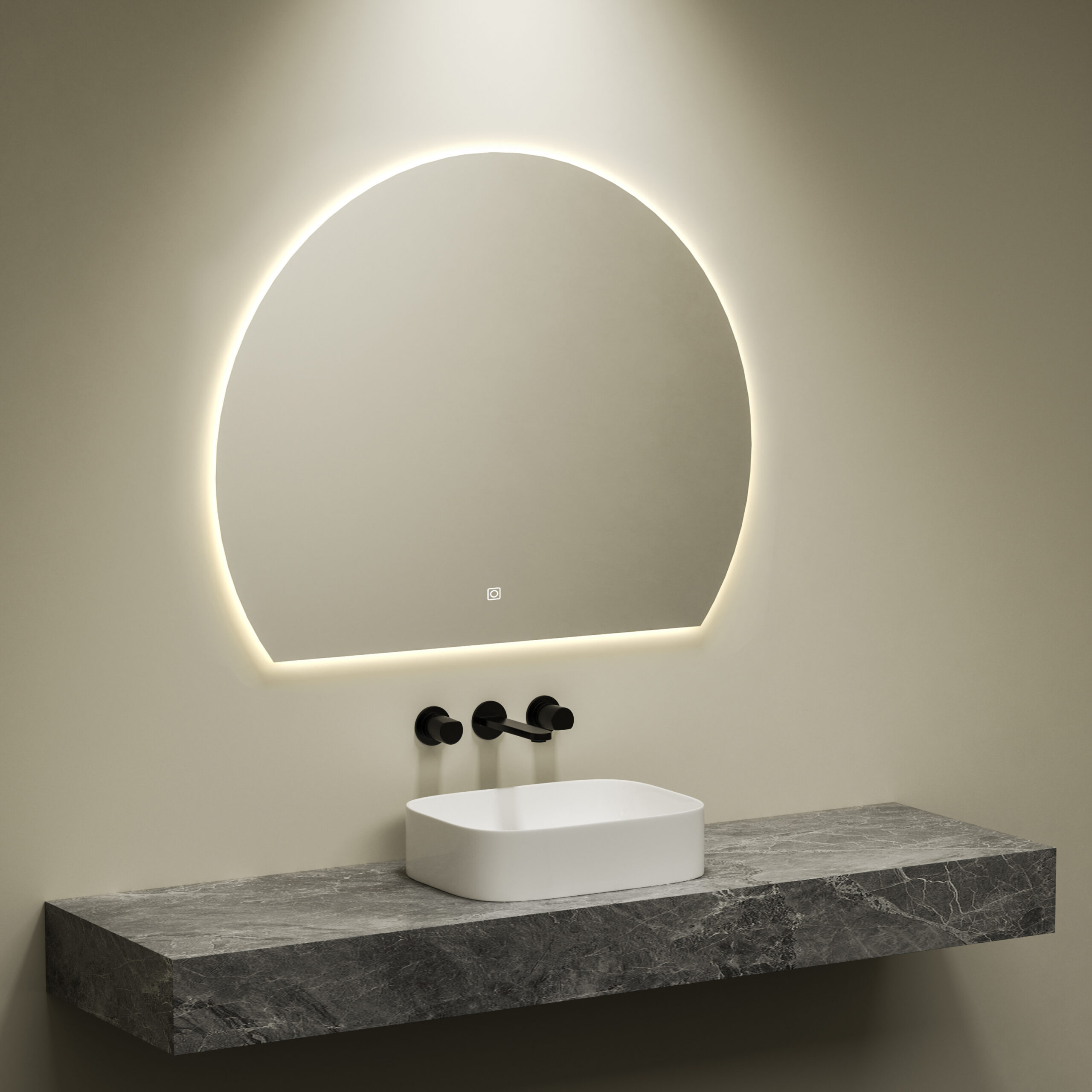 KAYvit Luna | Badkamer Spiegel Half Rond 100 Cm Met LED Verlichting – 3 Kleuren