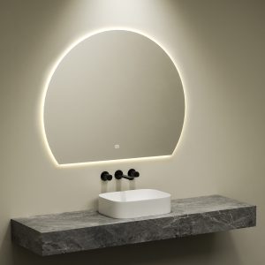 Smart badkamer spiegel half rond 140 cm met LED verlichting en 3 kleuren