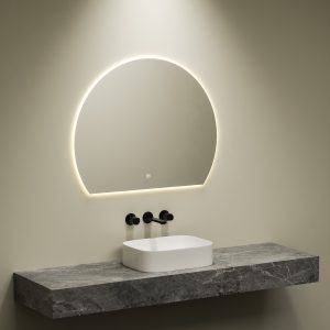 Smart badkamer spiegel half rond 80 cm met LED verlichting en 3 kleuren