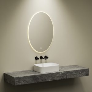 Smart badkamer spiegel ovaal 50 cm met LED verlichting en 3 kleuren