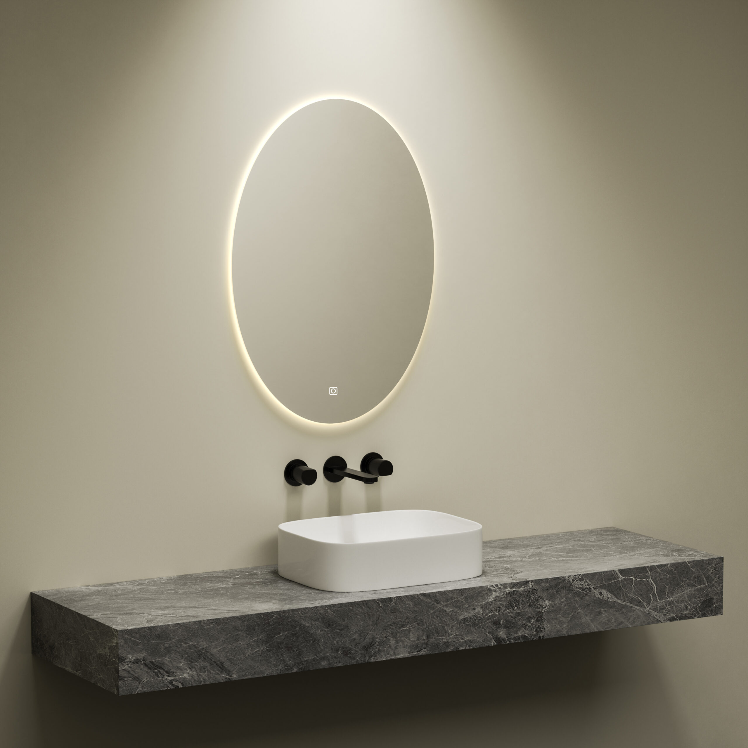 KAYvit Elite | Badkamer Spiegel Ovaal 50 Cm Met LED Verlichting – 3 Kleuren