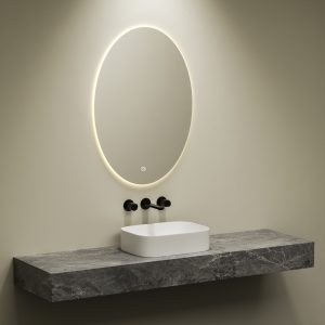 Smart badkamer spiegel ovaal 70 cm met LED verlichting en 3 kleuren