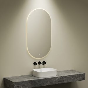 Smart badkamer spiegel lang ovaal 45X90 cm met LED verlichting en 3 kleuren
